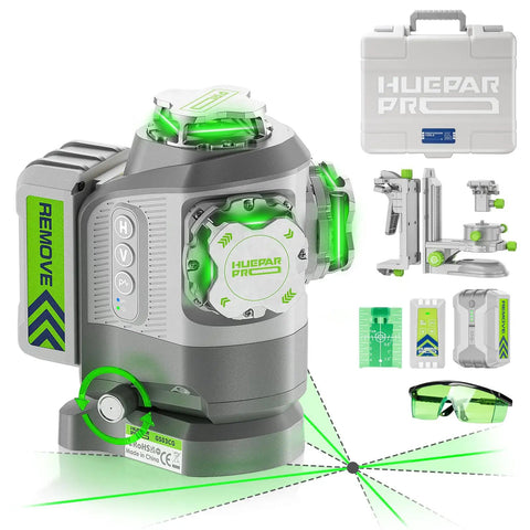 Pro Grade Outdoor 360 Degree Green Laser Level With Self Leveling, remote control, laser beams, accessories, 8000mAh battery