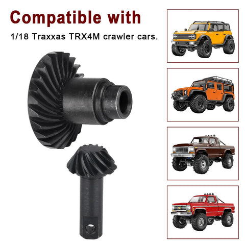 24T And 12T Steel Helical Gear Set for 1/18 Traxxas TRX4M Crawler Front and Rear Axles with compatible vehicle images