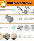 Dope Four Light Track Lighting Kit With Flexible Rotatable Heads And Alabaster Glass Shades, Modern Flush Mount Ceiling 6 bulbs included