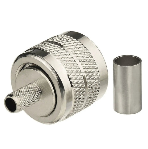PL259 UHF Male Crimp Coax Connectors Set For RG58 LMR195 Cables, 50 Ohm Impedance, Brass Nickel Plated, Durable RF Adapter