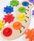 Colorful Rainbow Caterpillar Gear Toy For Toddlers And Babies Teaches Color Names And Matching With Spinning Gear Fun