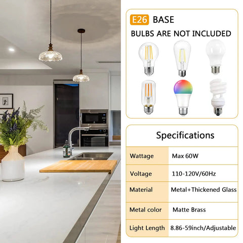 Vintage Flower Pendant Light Fixture For Kitchen Island And Living Room Bedroom Hallway Modern Hanging Lamp With Glass And Metal Shade Cozy Yet Chic Lighting That Elevates Any Space shown over a kitchen island with specifications panel.