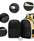 Open Smiling Honey Bee Printed Unisex Backpack with internal pockets, large capacity, made of lightweight and durable polyester.