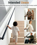 Hella Tough Adjustable Stair Handrail With Custom Cut Industrial Steel Finish Weatherproof Indoor Outdoor Grab Bar for seniors and kids