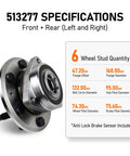 Front Or Rear Wheel Bearing And Hub Assembly Fit For 09 To 17 Chevy Traverse 08 To 17 Buick Enclave 6 Lug With ABS specs