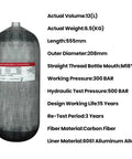12L 4500 PSI High Pressure Carbon Fiber Tank For PCP Paintball Air Systems And Scuba Diving M18 Thread Lightweight Durable Tank