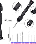 Close-up of hand drill with 10 drill heads from 44 Piece Gundam Model Tools Kit For Hobbyists With Dope Tweezers Knife Nippers Clippers.