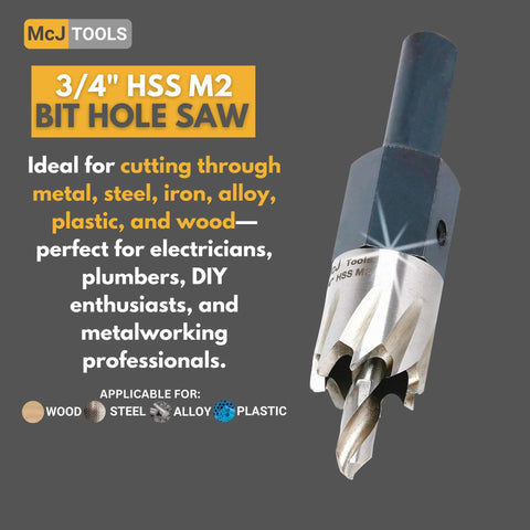 Three Quarter Inch HSS M2 Drill Bit Hole Saw Set For Metal And Alloys With High Precision Cut Under 0.1mm Heavy Duty