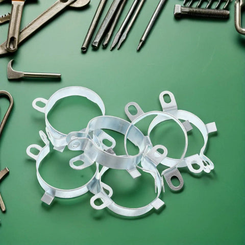 Sturdy Metal Capacitor Mounting Brackets Set Of 6 35mm Clips With 2 Fixing Holes Iron Capacitor Retention Clamp For Audio Gear Electronics Circuit Boards And Power Supply Repair, silver clips
