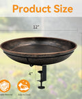 Deck Mounted Bird Bath With Detachable 12 Inch Bowl Thats A Breeze To Clean 0.7 Gallon Capacity Metal Bird Bath For Railings