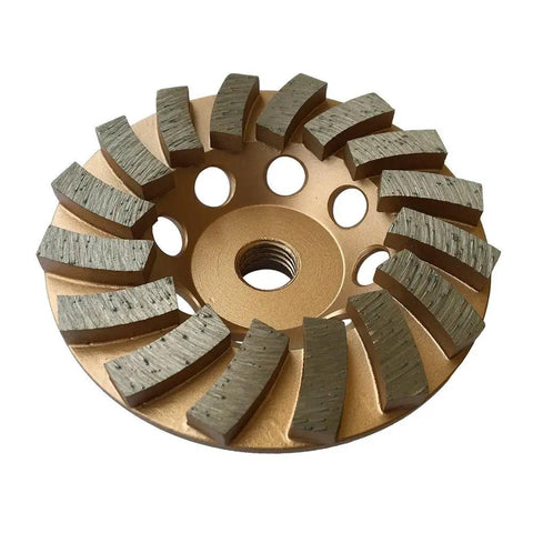 4 Inch Diamond Grinding Wheel for Concrete and Masonry With Sixteen Turbo Segments, Thirty Forty Grit, Medium Bond, Five Eighth Inch Eleven Arbor, Wet or Dry Use, Built For Grinding, Smoothing, Leveling and Coating Removal