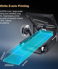 IR3 V2 Conveyor Belt 3D Printer with infinite Z axis, showing large format 250x250mm for cosplay prototyping and production.