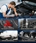 Mechanic troubleshooting cooling issues with Zero Sweat Direct Swap Slick Heavy Duty Electric Radiator Cooling Fan Replacement for BMW X3 E83.