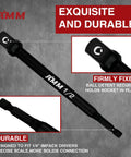Six Piece Impact Grade Socket Adapters Set For Power Drill To High Torque Impact Wrench, 1/2 inch hex shank adapter detail.