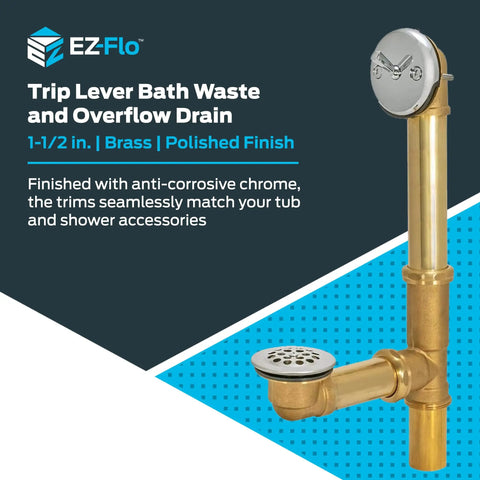 Trip Lever Bathtub Drain Kit With Beefy Brass 20 Gauge Tubing One And A Half Inch Drain Chrome Plated Trim Overflow Plate Stopper And Strainer Built For Real Life Bath Upgrades