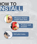 Step-by-step instructions for installing Heavy Duty Skateboard Wall Mount Rack Stores Three Longboards Street Decks And Accessories.