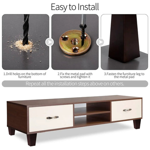 Instructions for installing the Set Of 8 Tough As Nails Square Wooden Couch Legs 4 Inch Tall Replacement Sofa Feet.