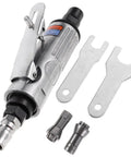 Compact Pneumatic Air Pencil Die Grinder With Heavy Duty Steel Build For Precision Engraving And Polishing Tasks tool with wrenches and hose fittings.
