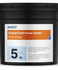 Pro Level Concrete And Paver Sealer Five Gallon Semi Gloss Wet Look Finish Penetrating Formula black bucket with label showing 5 gallons.