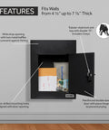 Through-The-Wall Drop Box Deposit Safe With Lock, Built-To-Last Beefy Heavy-Duty Steel Mailbox open showing interior details and features