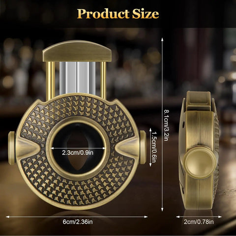 V Shape Cigar Cutter 3 In 1 With Stainless Steel Blade Integrated Holder And Decompression Rotator dimensions view