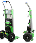 Heavy Duty Electric Stair Climbing Hand Truck Wagon With 900 Lbs Load Capacity Dolly Cart For Moving Furniture Appliances. Green steel construction.