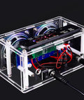 Radio DIY Soldering Kit Dope For Advanced Audio Projects With Transparent Acrylic Speaker Shell, wires visible