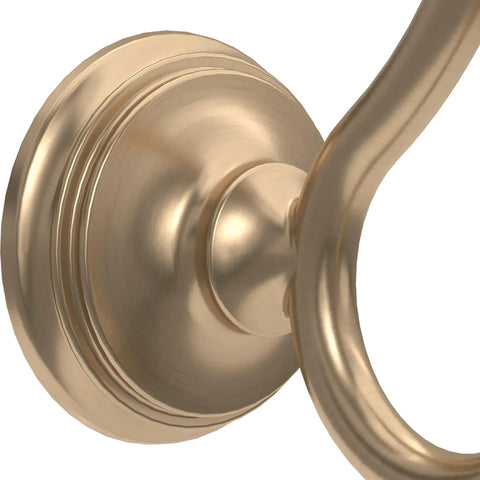 Close-up of wall mount detail on Champagne Bronze Double Towel Hook For Bathroom And Kitchen Built To Last Zinc Alloy Wall Mount