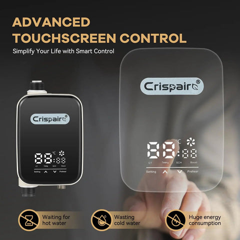 Digital Smart Instant Hot Water Recirculating Pump Kit With Snappy Touch Screen For Under Sink Install, displaying touchscreen controls.