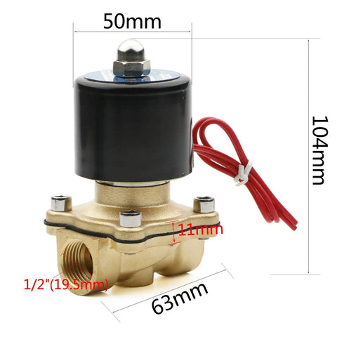 One-Half Inch Electric Solenoid Valve 2W-160-15 AC110V Brass Normally Closed Valve For Water Air Oil And Gas 15 mm Orifice BSPP Thread Durable Copper Solenoid High-Flow Control