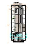 4 Tier 360 Degree Rotating Corner Bookshelf With Industrial Metal Frame And Spinning Storage Shelf Tall 54 Inch Tower