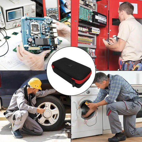 Heavy Duty Eva Waterproof Hard Shell Tool Tote Featuring Ample Organized Compartments in use by technicians at work.