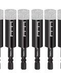 Six Mgtgbao 5/8-inch dry diamond drill bits with hex shanks; black, for hard materials
