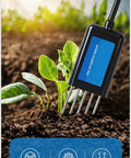 All In One Android Soil Tester With NPK PH Moisture EC Meter in use in a garden soil with high accuracy sensor and sealed probe