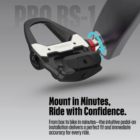 Close-up of Assioma Pro RS-1 Beefed-Up Power Meter Pedals Bundle showing intuitive installation design.