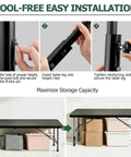 Tool-free installation process for Heavy Duty 4 Piece Foldable Table Leg Extenders Adjustable Height Riser Kit with storage options.