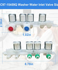 Premium Heavy Duty Washer Water Inlet Valve With Four Precision Solenoid Coils Exact Water Control Rust Resistant ABS and Metal Housing, size 8.78in x 2.56in x 1.02in.