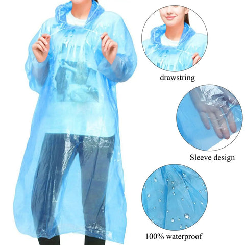 Disposable Emergency Rain Ponchos For Adults And Kids, Family Pack Of 12 In 4 Colors, Thick Durable Yet Lightweight, Eco Friendly Non Toxic Material