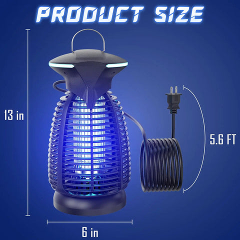 Outdoor Bug Zapper With 4200V High Voltage Insect Killer Waterproof LED Light For Mosquitoes Flies And Gnats, 13-inch tall