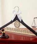 Wooden Judge Coat Hanger With Bow And Balanced Scale Motifs Dope Gift For Men And Women Best Judge Ever Graduation Or Birthday Gift