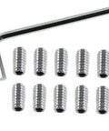 10 Pack 1/4-20 By 1/2 Inch 304 Stainless Steel Allen Head Drive Cup Point Screws End Grub Headless Bolts With Hex Drive Wrench
