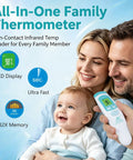 Non Contact Infrared Forehead Thermometer Medical Grade For Quick One Second Readings Ideal For Adults Kids And Babies Hospital Quality No Touch Fever Check White Finish, family use
