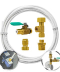 Ice Maker Water Line Kit With 25 Foot Tubing, Solid Brass Stop Tee And Valve, One Quarter Inch Fittings, DIY Friendly Quick Install