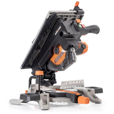 8-1/4 Inch Convertible Miter And Table Saw For Wood, Plastic, Metal Cutting, 0-45 Degree Bevel, +/-45 Degree Miter