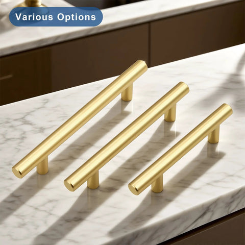 30 Pack 5 Inch Center To Center Gold Brass Cabinet Pulls For Kitchen Cabinets And Drawer Fronts on marble countertop