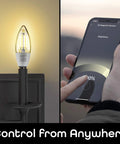 B11 Filament WiFi LED Smart Bulb Dimmable E12 Base White Light Works With Alexa And Google Home 4 Pack, app control demo.