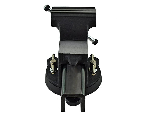 6 Inch Beefy Heavy Duty Steel Bench Vise With 360 Degree Swivel Base And Half To Two Inch Pipe Capacity Cast Steel Body Black Finish