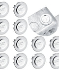 Heavy Duty Beefy Half Inch Knockout Seals For Electrical Boxes Snap In Place Steel Wire Mesh Rings Lock Secure Against Moisture And Rust Tough As Nails Twelve Pack displayed in a grid with varied views.