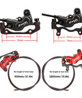 CooMeng HB876E hydraulic disc brake set for e-bike, red caliper, 180mm rotors, 950mm front and 1850mm rear hoses.