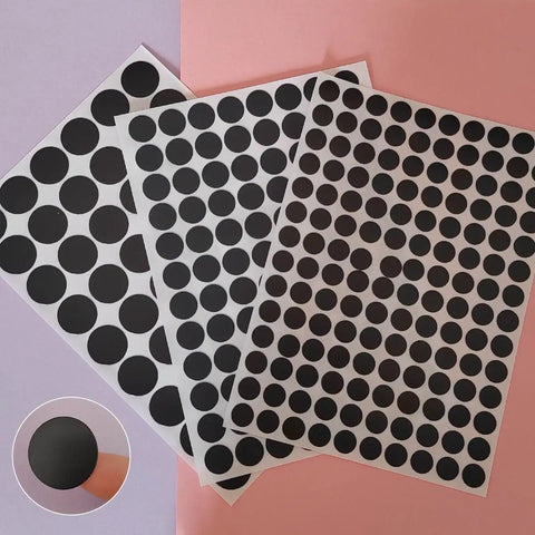 580 Pcs Self Adhesive Screw Hole Caps Set, Black Dust Proof Covers For 12mm 15mm And 21mm Holes, 6 Sheets With 3 Sizes